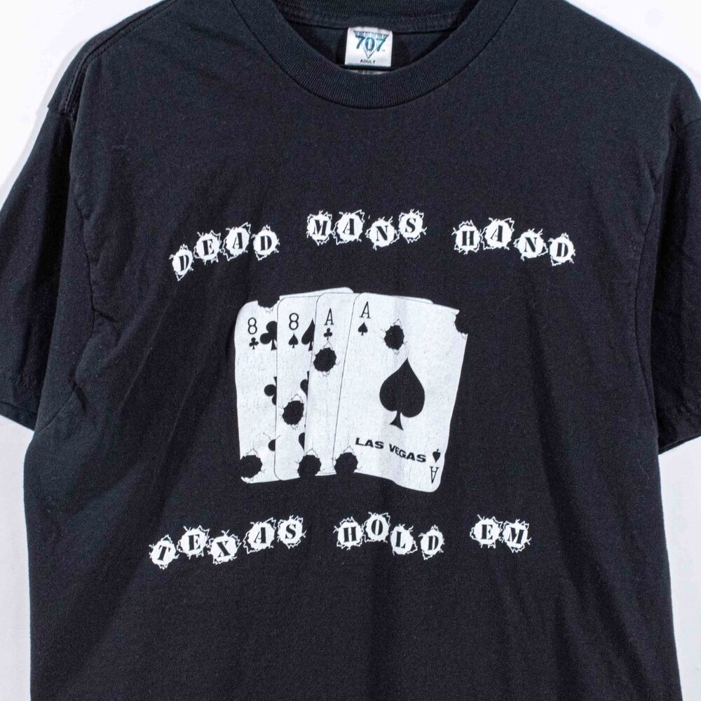 Dead Mans Hand Texas Hold Em T-Shirt Poker Las Vegas Large Y2K